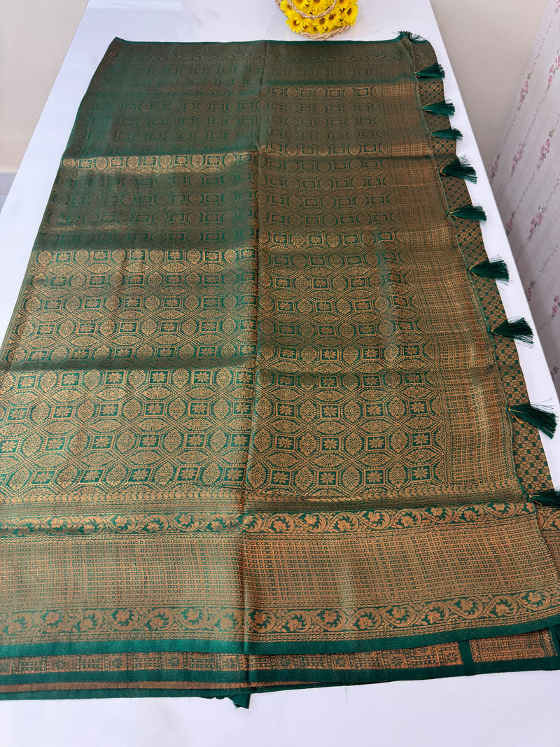 Brocade soft silk saree in copper zari weaving  MS6771