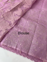Premium Organza saree with tissue appliqué work - MMG311- MauvePink