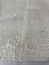 Dyeable Soft Organza saree with thread work - MSH196 White