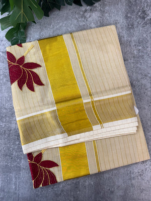 Kerala tissue embroidery saree - VOP2