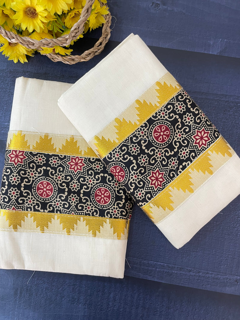 Single SETMUND with blouse - Ajrakh prints