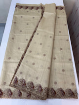 Cutwork Blended tussar saree MTS610 - Chiku