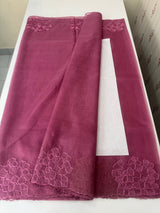 Semi organza saree with embroidery & scallop border - MSH901 BerryPink