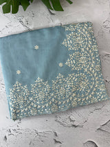 Soft Chanderi saree with embroidery borders- MCK77 LightBlue