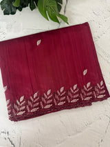 Blended tussar saree with cutwork - MSHK690 Cranberry