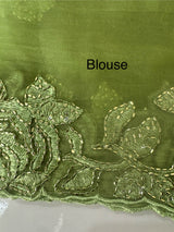 Soft Crush Organza-Chiffon saree with embroidery and cutdana work - MOS5785