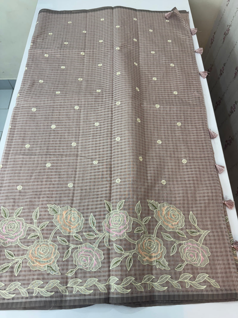 Applique and embroidery work 
 Kota Silk saree MSH118- DuskyPink