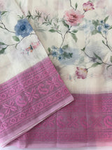 Chanderi digital printed saree with chikankari embriodery MSH171