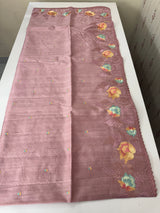 Crushed Blended tussar silk saree with embroidery- MTS355 - PastelOnion