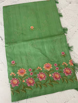 Art tussar saree with embroidery MST677