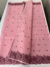 Cutwork Moonga checks saree MSH202 - Pink