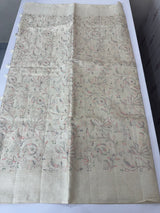 Blended tussar saree with multi color embriodery - MS8665 (1) Cream