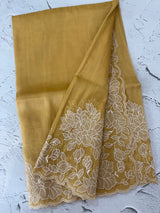 Tissue mix soft Organza saree with applique work MSCK38 Yellow