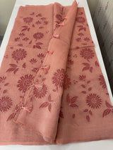 Tissue chanderi saree with applique work MSH699 - DustyPeach