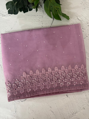 Soft Organza saree with cutwork borders and sequins work - MOS4551