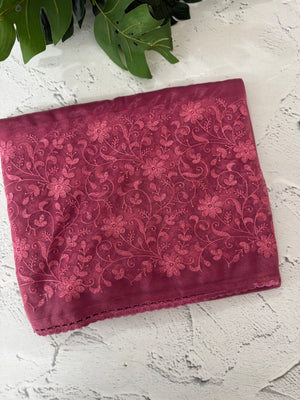 Glass tissue organza saree with embroidery MSF121 (1) DarkPink