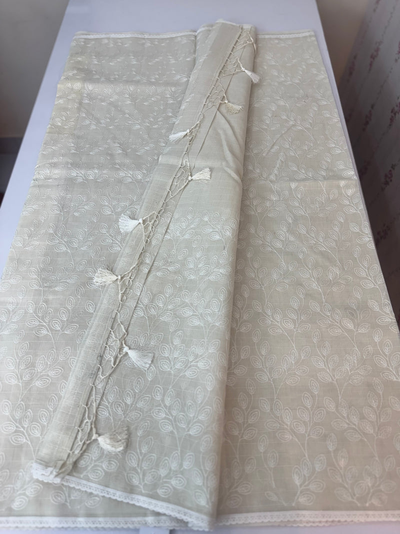 Kota cotton silk embriodery saree MS1455- PastelBeige