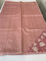 Cutwork Semi tussar saree MTSS674 Pastel PeachyPink