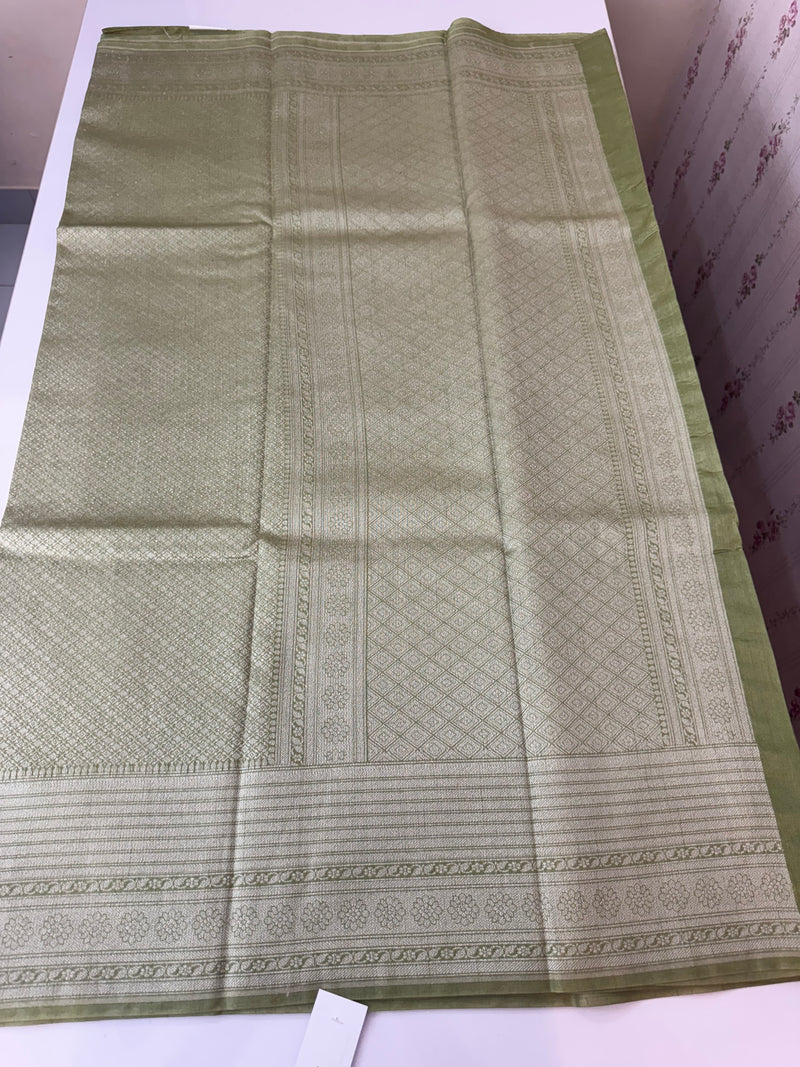 Banarasi semi katan saree in silver zari MS14667 -PastelGreen(1)