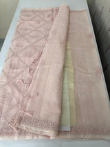 Premium Kota checks saree with Chikankari work  MSH241 PastelPink