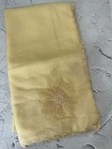 Handworked Crush Organza saree with applique work MBS676 Yellow