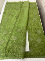 Soft organza saree with applique and thread work - MSH956 (2) DustyGreen