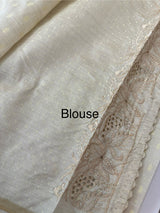 Cutwork blended tussar saree   - Cream MS5222 (2)
