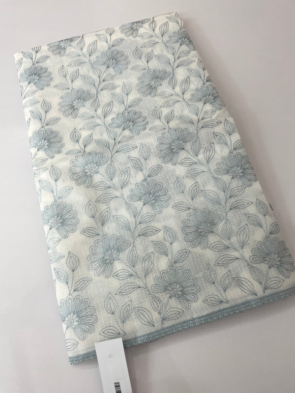Kota cotton embriodery saree MS1490 - White & GreyishBlue