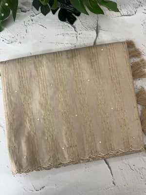 Fancy Chanderi silk saree with blouse MFC218 Taupe