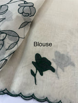 Tissue cotton applique work saree MS6743(2) BottleGreen