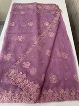 Soft Crush Organza-Chiffon saree with embroidery and cutdana work - MOS5785