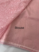 Moonga checks saree with embroidery MSH165 Pink