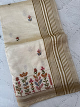 Blended tussar silk saree with embroidery- MSH490