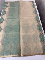 Soft Jute tissue saree with embroidery MJT671