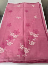 Kota checks saree with embroidery MS7679- Pink