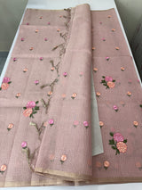 Tissue mix Soft silk saree with embroidery MS8189- Pastel DuskyPink