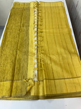 Semi soft Matka silk saree with borders MSS599 GreenyYellow
