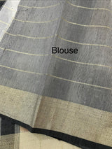 Checks semi chanderi saree  MS9871 - Grey