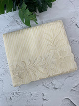 Striped Mul chanderi saree with net applique borders MSH987 - Pale Yellow