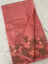 Blended matka Tussar silk saree with embroidery MS4856
