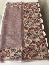 Tissue linen saree with digital prints and knot embroidery MLS3901
