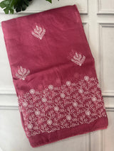 Kota checks saree with embroidery SVTS31 Pink