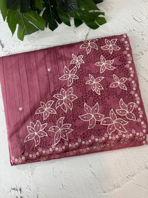 Cutwork Semi tussar saree MTSS680 - DarkOnion