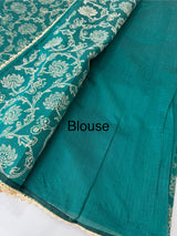 Blended tussar silk saree with embroidery- MSH158 TealGreen