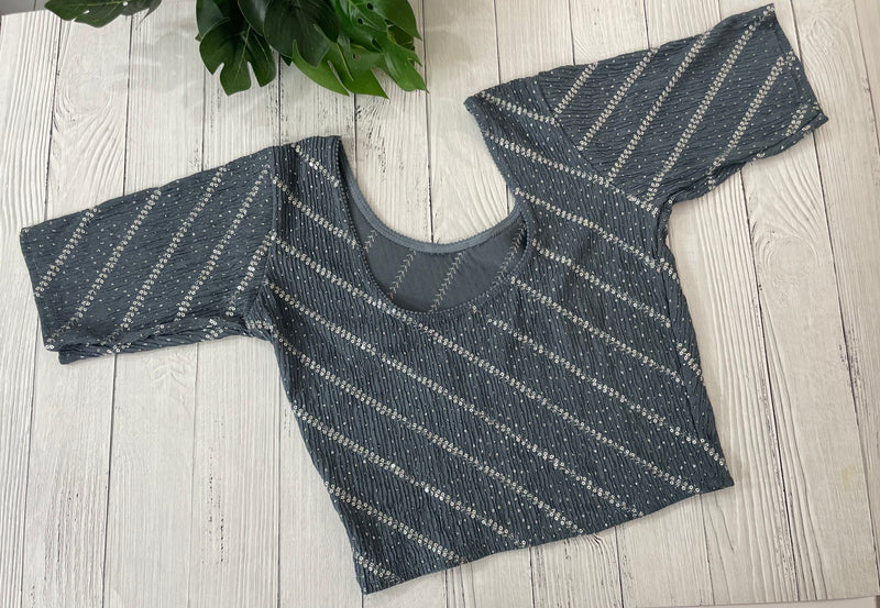 Stretchable Readymade blouse with sequence work- MSBL