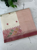 Blended tussar silk saree with embroidery- MSH490