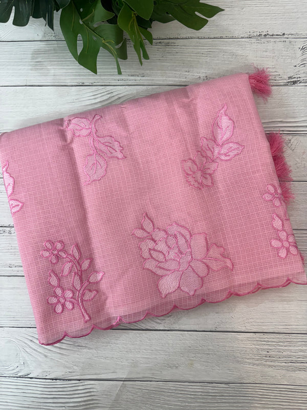 Silky kota embroidery saree  MSK890 Pink
