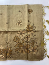 Blended tussar silk saree with embroidery- MS78911