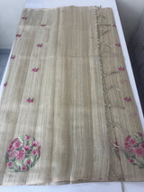Blended tissue tussar saree with embriodery - MS8945