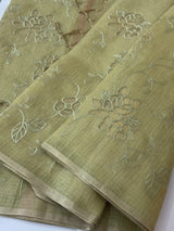 Kota Tissue Silk applique work saree MS49811 - PastelOlive